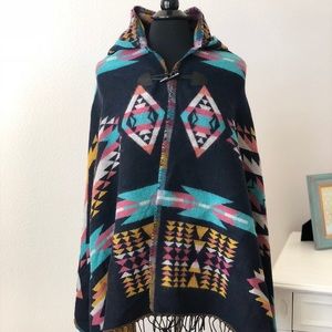 Navy Aztec poncho